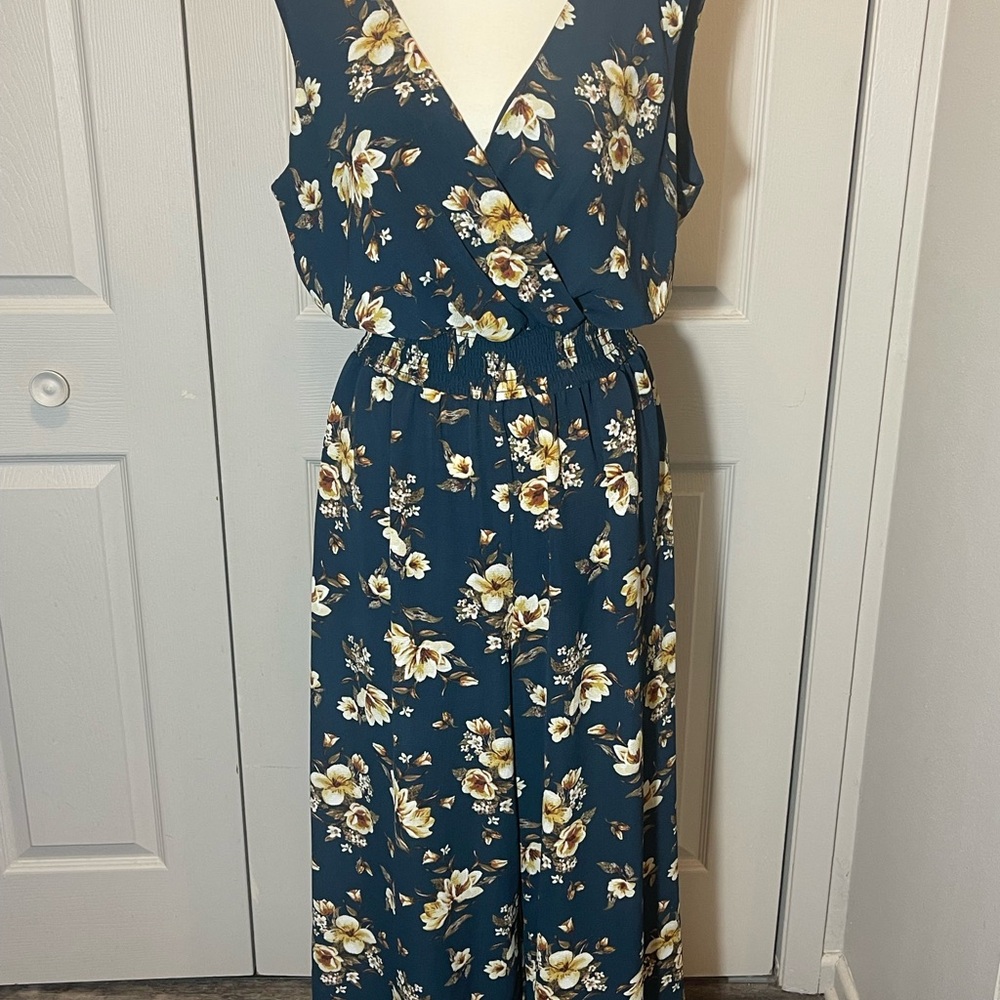 Apt. 9 Navy Floral Jumpsuit